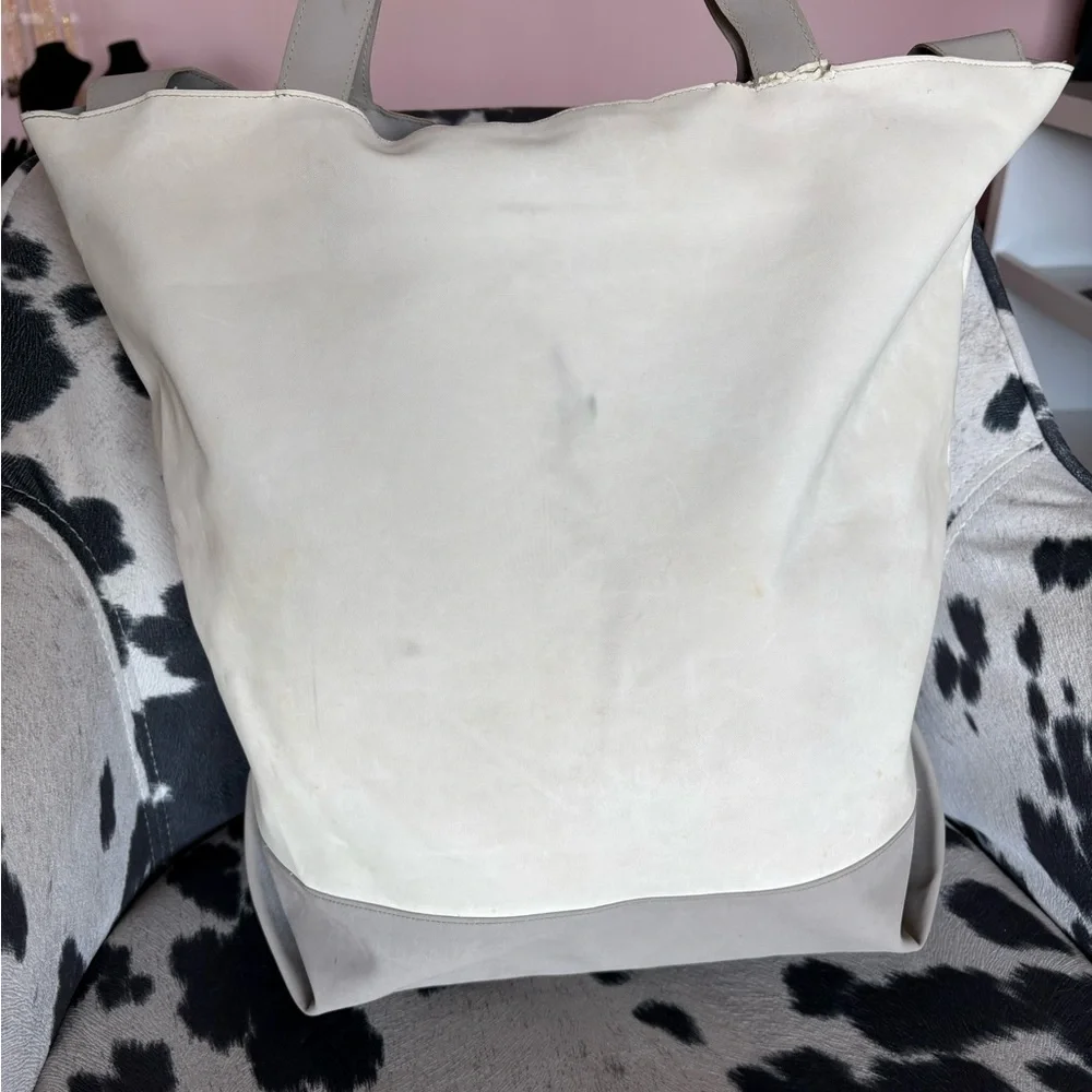 CHANEL Sports Line Cream & Gray Zip Top Tote